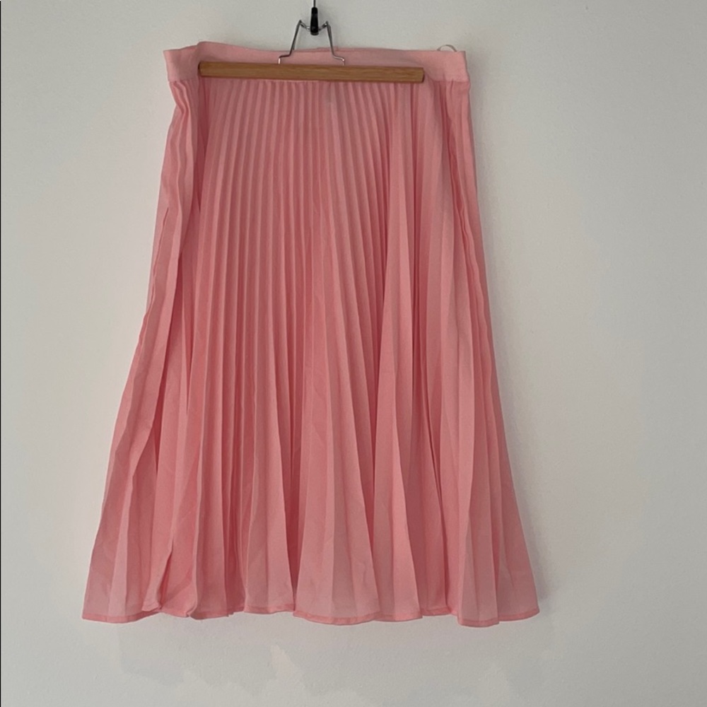 Pink Pleated Midi Skirt